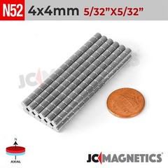 4mm x 4mm 5/32″x5/32″ N52 Strong Round Rare Earth Neodymium Magnet Disc 4x4mm