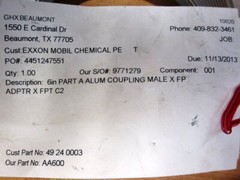 Exxon Mobil 49-24-0003 6″ Coupling 49240003