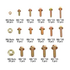 240 Pcs Flanged Bolts And Nuts Kit Grade 8.8 Metric M5 M6 M8 14 Sizes Bolts