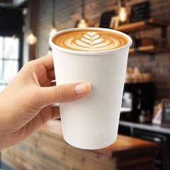 Paper Coffee Cups 12 oz, 100 Pack White Disposable Cups for Hot & Cold