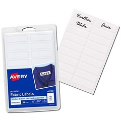 Avery 40720 No-Iron Fabric Labels, White, 1/2 x 1-3/4″, Pack of 54 Labels