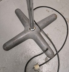 Large 9′ Antique Industrial Surgical Light Chrome & Gray In Original Condition