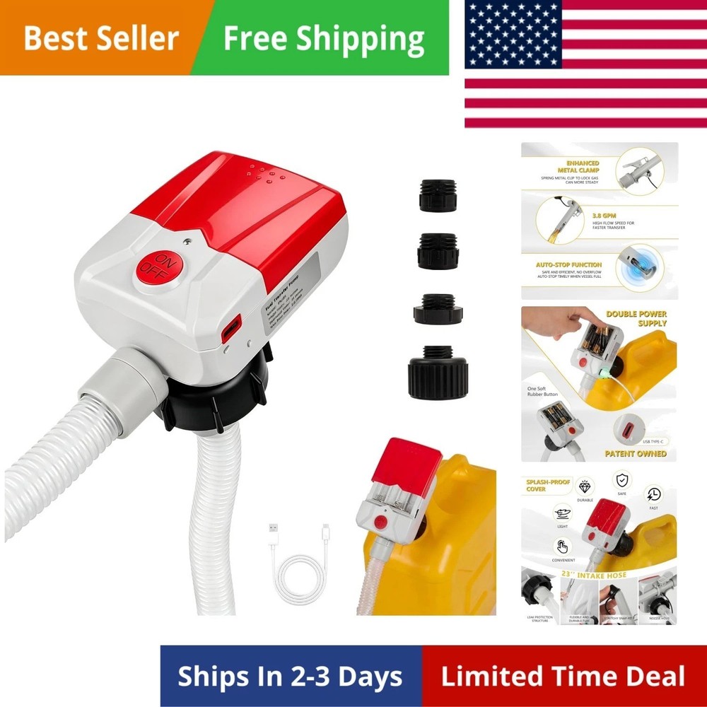Automatic Fuel Transfer Pump with Auto-Stop, 3.8 Gallon per Min, 51” Extra L…