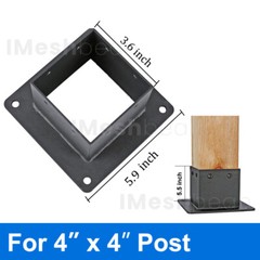 4 x 4 Post Anchor Post Base Black Powder-Coated Bracket for Deck Supports 4pcs