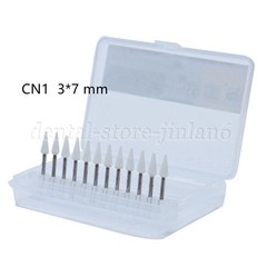 Dental White Stone Flame Mounted Polishing Burs- FG 12/pks Abrasion Point Bur
