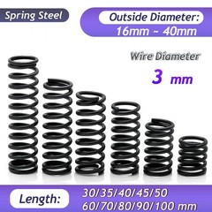 3mm Wire Dia Compression Spring 16-40mm Diameter & 30-100mm Length Pressure Big