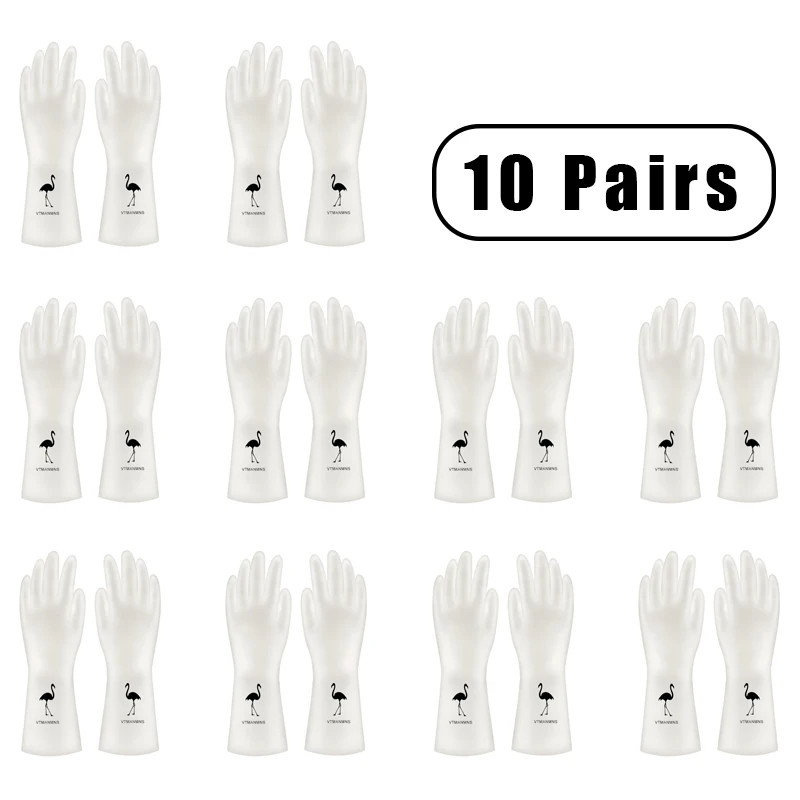 10 Pairs of Pvc Cleaning Gloves Waterproof Wear-Resistant Non-Slip Latex Materia