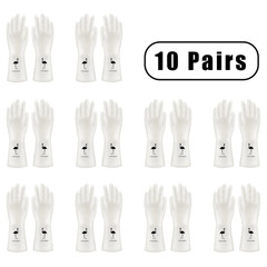10 Pairs of Pvc Cleaning Gloves Waterproof Wear-Resistant Non-Slip Latex Materia