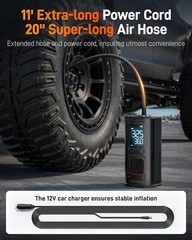 WOLFBOX MegaFlow 24 Pro 12000mAh&150PSI Tire Inflator Portable Air Compressor