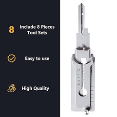 Key Decoder 2 In 1 Portable Lock Picking Set with Hook and Pickup Tool Essential