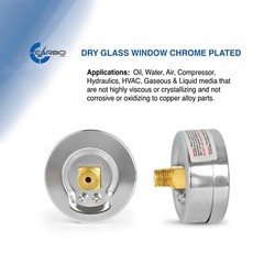 2-1/2″ Pressure Gauge – Chrome Plated Steel Case, 1/4″NPT, Back Mnt. 4000 PSI