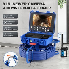9″ Self-Leveling Sewer Camera w 512Hz Locator 295ft/90m Meter Counter 720P 32GB