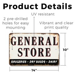 General Store Street Sign Goods Grins Gatherings Durable Perfect for shop Barns