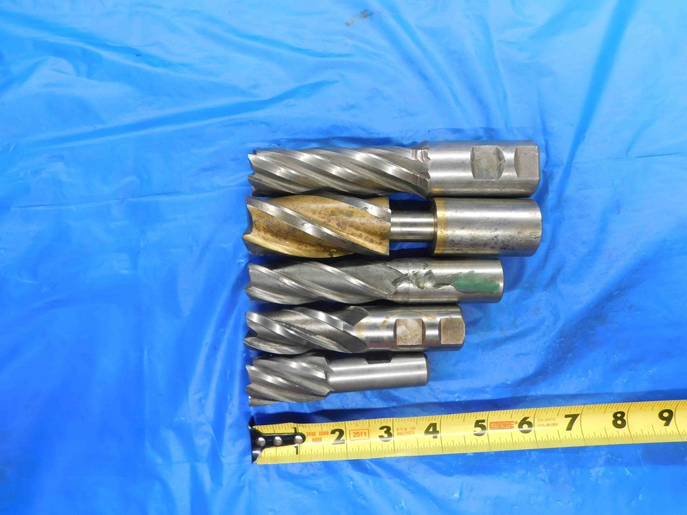 5PCS CORNER RADIUS & SQUARE HSS END MILL VARIOUS SIZES LABELED FROM 1″ – 1 1/2