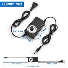 Facmogu AC to DC Adjustable Power Supply, 100-240V 3-12V 2A, Black