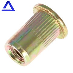 100 Pcs M6 Metric Carbon Steel Rivet Nut Flat Head Threaded Insert Nutsert