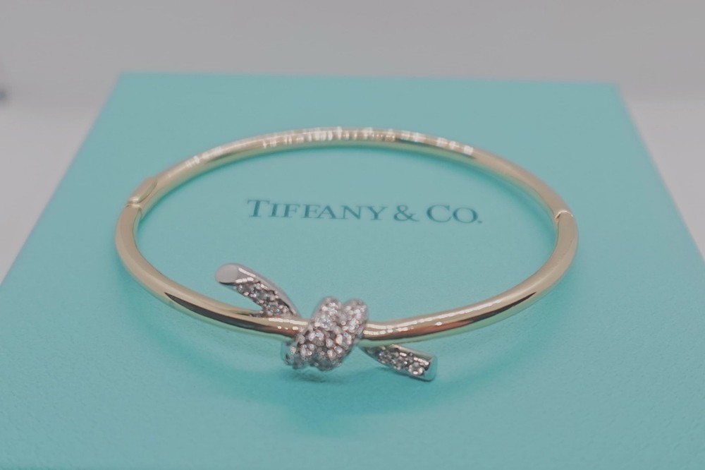 New.Tliffany&Co.Knot Bangle 18K-yellow Gold Diamond