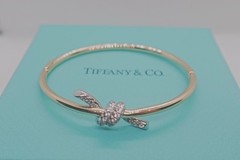 New.Tliffany&Co.Knot Bangle 18K-yellow Gold Diamond