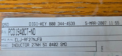 30pcs 27nH, +/-5% 200mA 1.8GHz SRF RF Chip Inductor Panasonic 0402 ELJ-RF27NJFB