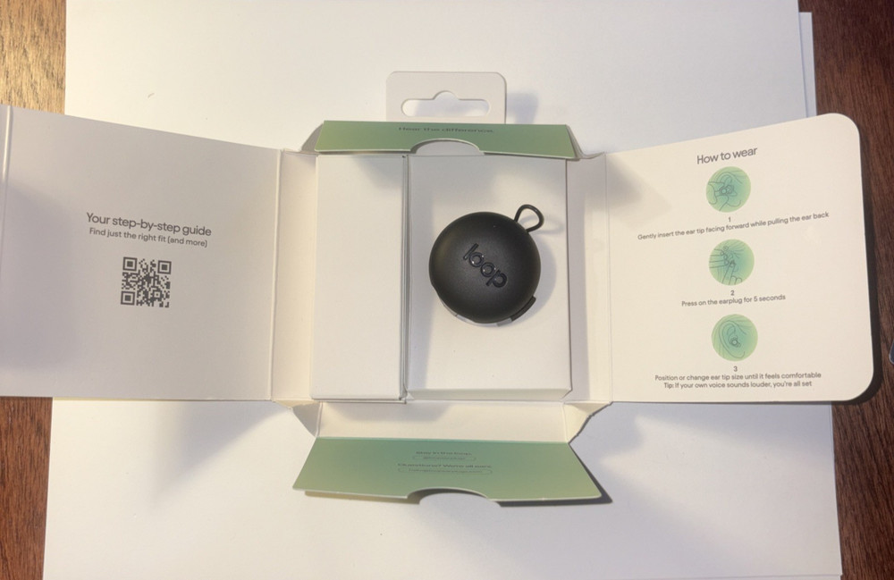 Loop Switch 2 Earplugs Adjustable Volume Control Noise Reduction Black Open Box