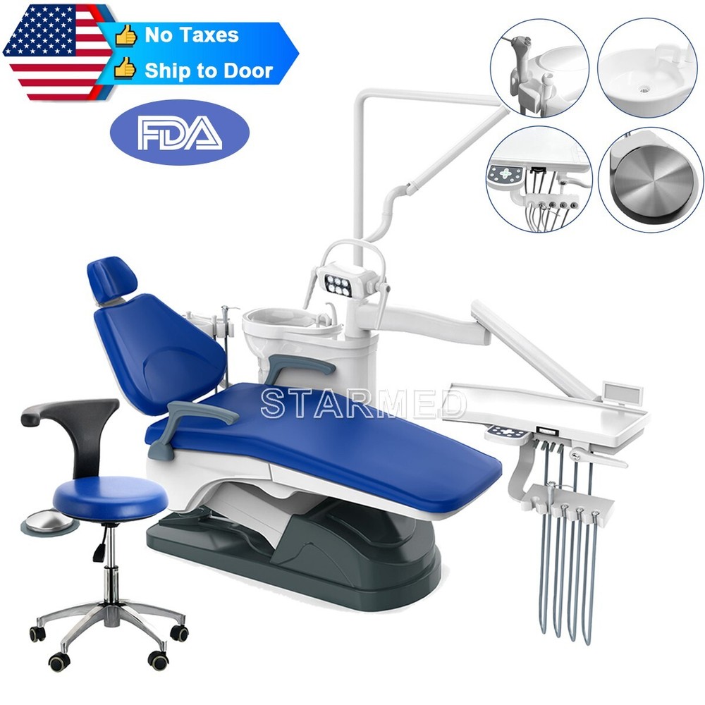 Dental Unit Chair Computer Controlled DC Motor PU Hard Leather+Stool TJ2688-A1
