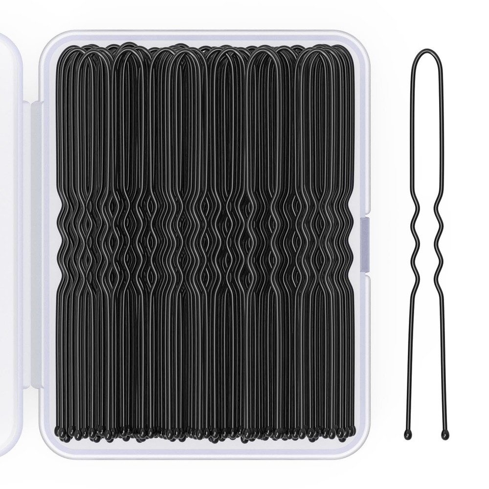 2.8 Inch U Shaped Hair Pins for Women Girls, 1 Count (Pack of 100), Black