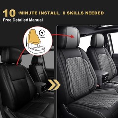 For Toyota Tacoma: 2005-2025 2026 Truck Set Car Seat Covers Synthetic Leather