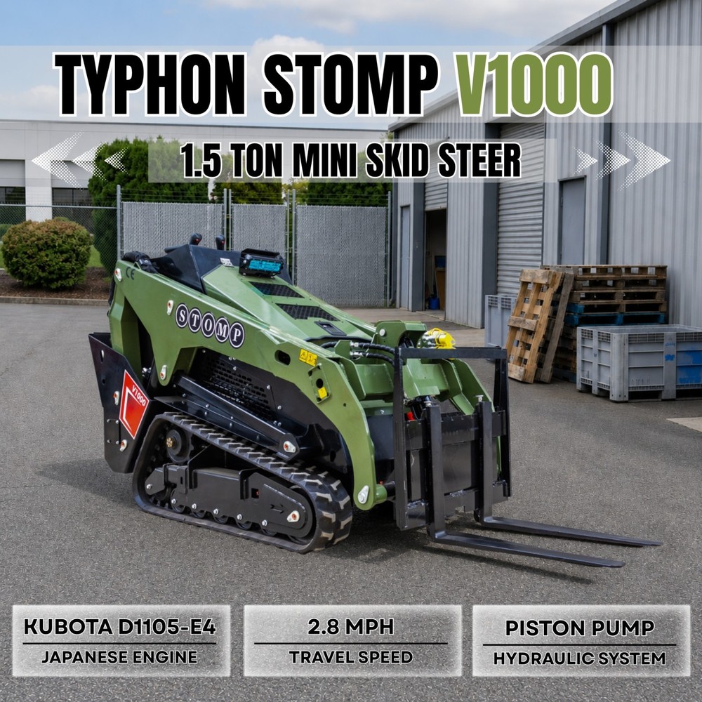 Free Ship TYPHON STOMP V1000 24.4hp 1.5Ton Kubota D1105 w Fork Pallet Attachment
