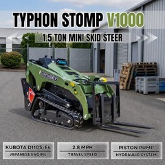 Free Ship TYPHON STOMP V1000 24.4hp 1.5Ton Kubota D1105 w Fork Pallet Attachment