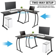 58″ L-Shaped Computer Desk Gameing Corner Desk PC Laptop Table Workstation Home