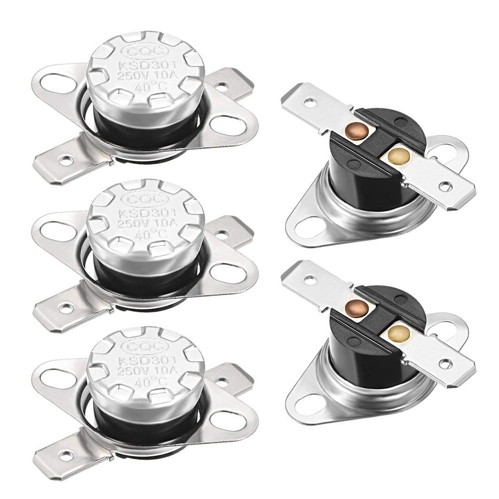 uxcell KSD301 Thermostat 40°C/104°F 10A Normally Open N.O Adjust Snap Silver