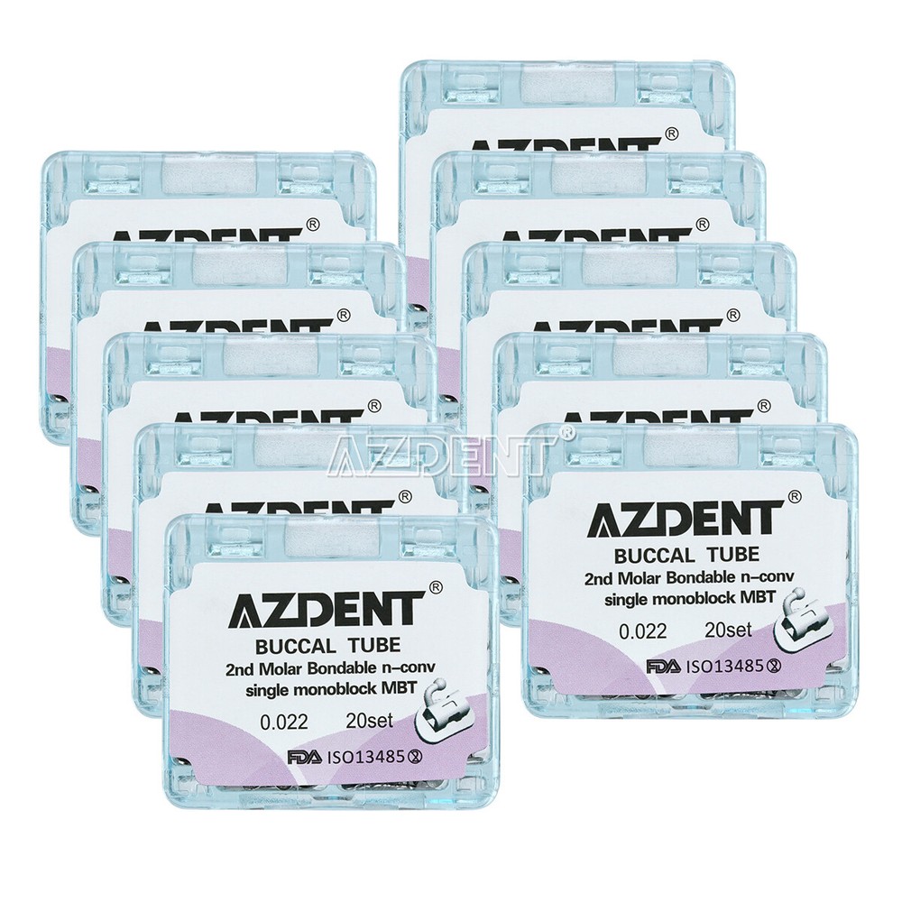 10Pack Dental Bondable Buccal Tube Monoblock 2nd Molar MBT 0.022″ AZDENT