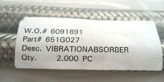 (2 per Bag) 5/8in X 9-7/8in HVAC Vibration Absorber, p/n 651G027