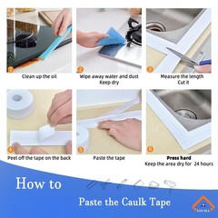 White Caulk Tape for Bath & Kitchen,Caulking Tape for Bathroom Caulking White Se
