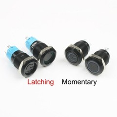 Metal Black Push Button Momentary Switch 4 Pin 12mm Waterproof Led Light 12V