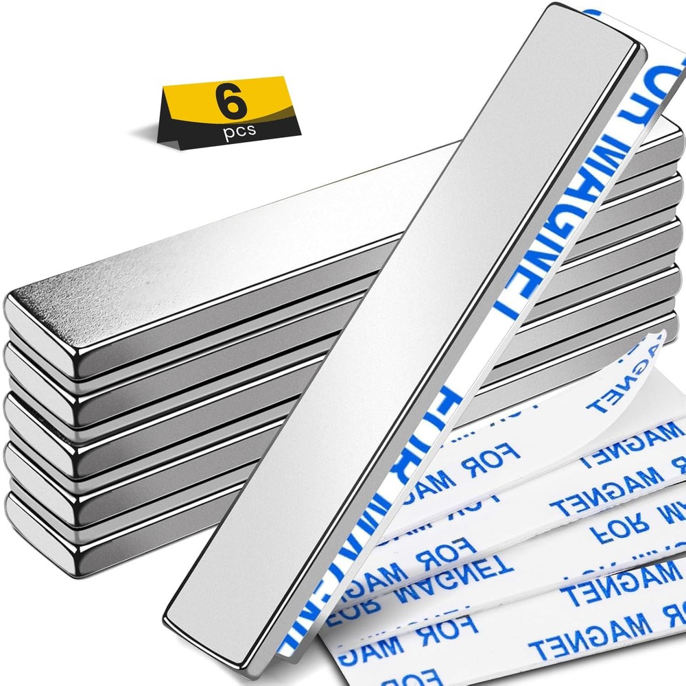 DIYMAG Neodymium Magnets, 6 Pack Strong Magnetic Bar with 60x10x3mm, Silver