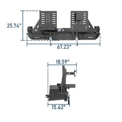 2016-2023 Tacoma Rear Bumper Dual Swing Out Tire Carrier Jerry Can D-Rings