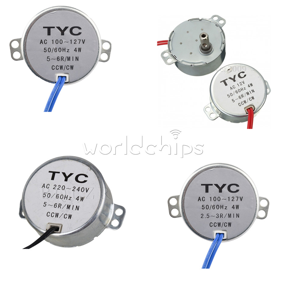 AC 12V/110V/220V TYC-50 4W 50/60Hz Synchronous Motor 2.5/3/5/6RPM For Microwave