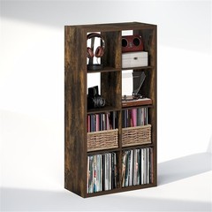 Pemberly Row 8 Cube Vinyl Record Media Storage Organizer in Amber Pine