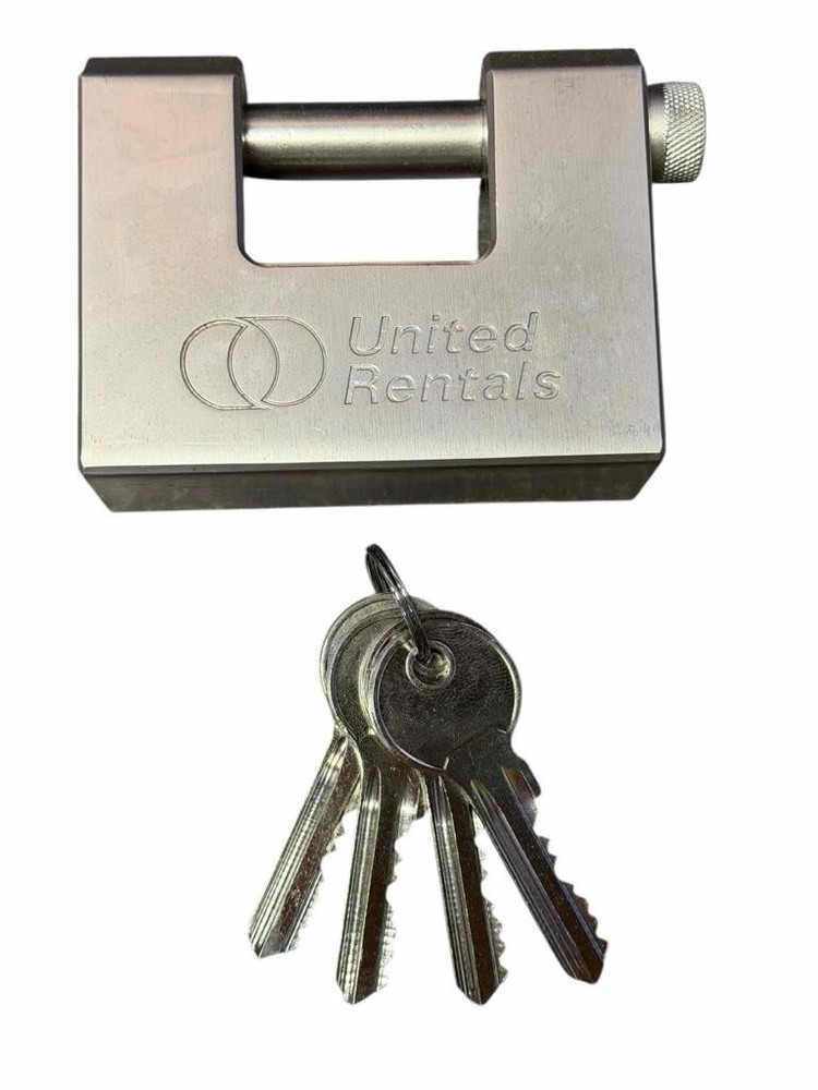 United Rentals Trailer Container Block Lock Straight Shackle Padlock w/4 Keys