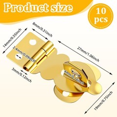 10Pcs Brass Solid Padlock Hasp, Gold Metal Latch with Screws, Mini
