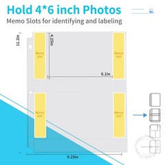 30 Pack Photo Sleeves for 3 Ring Binder (4×6, for 120 Photos), Archival Page Pro