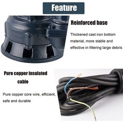2HP Submersible Sump Pump 1500W Cast Iron Sewage Pump 6498GPH w/26ft Cord 110V