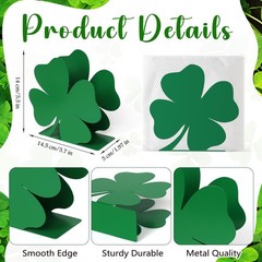 St. Patrick’s Day Napkin Holder for Tables Green Standard, Shamrock B
