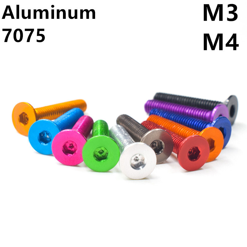 Colorful Aluminum 7075 Hex Socket Countersunk Flat Head Screws M3 M4