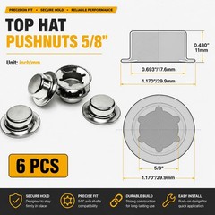 6PCS 5/8” Push Nuts Axle Cap, on Pushnut Spring Steel 6pcs 5/8“, Silver