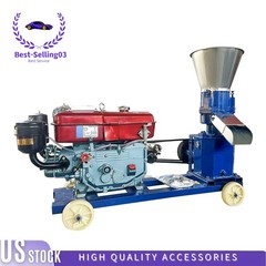 160 Feed Pellet Mill 3-Roller 8HP Diesel Engine 2.5/3/4/5/6/8mm Dies Animal Feed