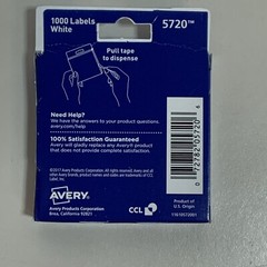 Avery Hole White Reinforcements 1,000/pack 5720