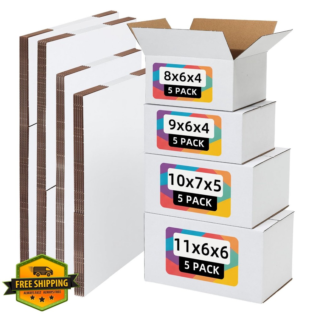 EXYGLO 20 Pack White Assorted Size Shipping Boxes