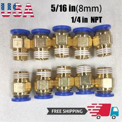 10 Male Straight Connector Tube OD 5/16″ (8mm) X NPT 1/4 PU Air Push In Fitting